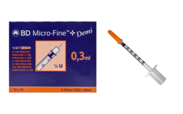 BD 0.3ml Insulin Syringe & Needle 8mm x 30g – PACK OF 100