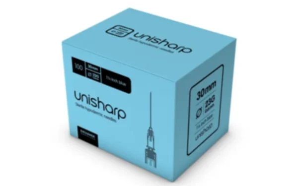Unisharp 23G 1 1/4″ (30mm) Needle (Long Blue) x 100