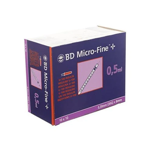 BD Micro Fine Plus 0.5ml U100 30G 8mm x 100