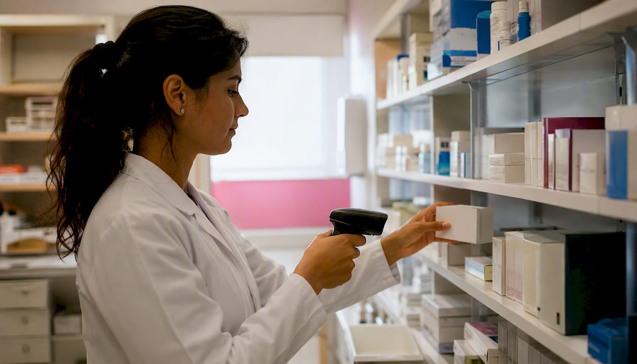 Barcode scanner scanning clinic inventory