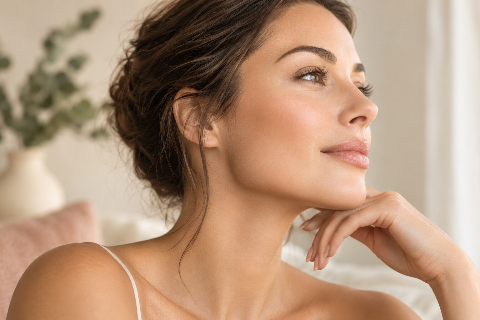 Profile of a woman with defined facial contours