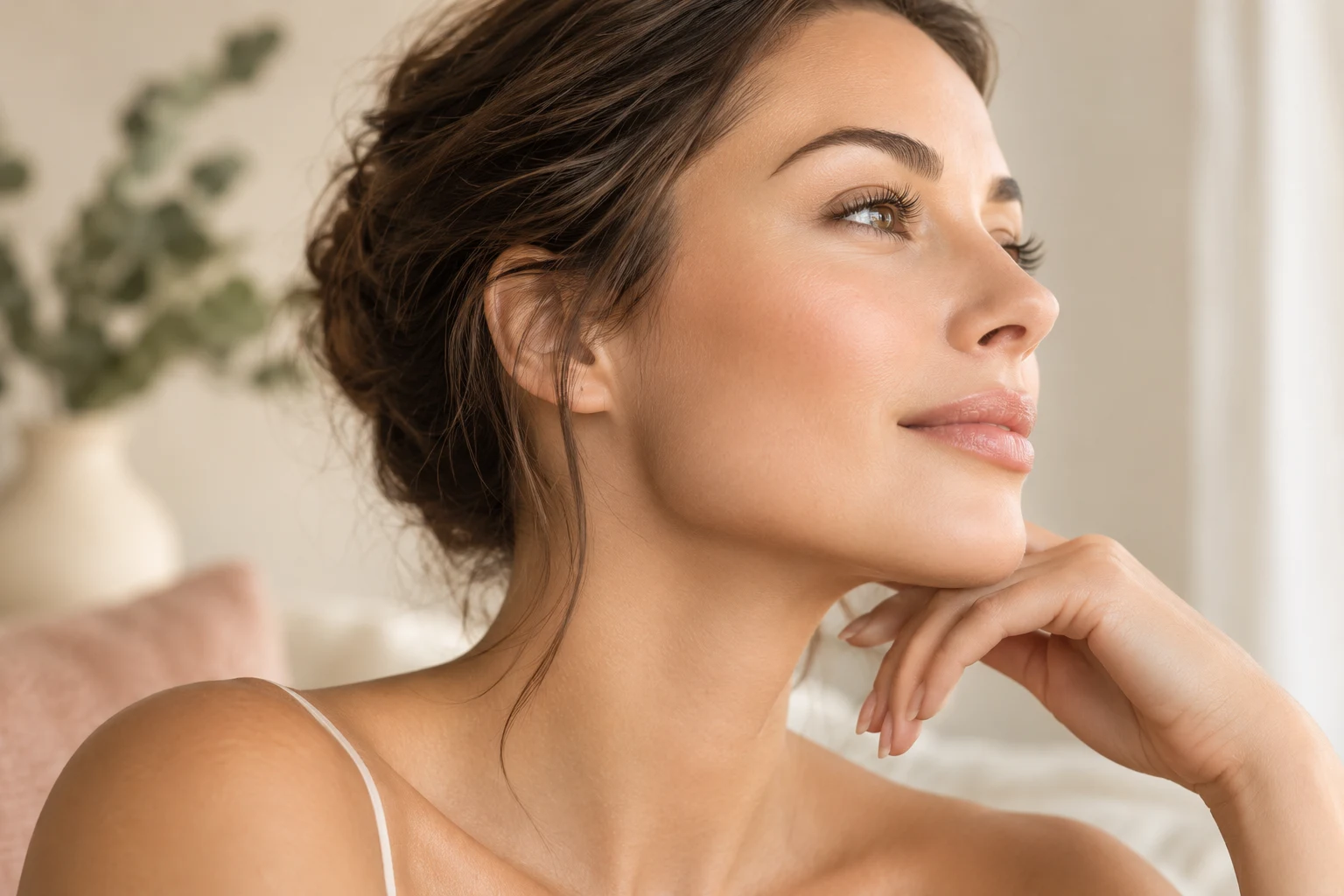 Profile of a woman with defined facial contours
