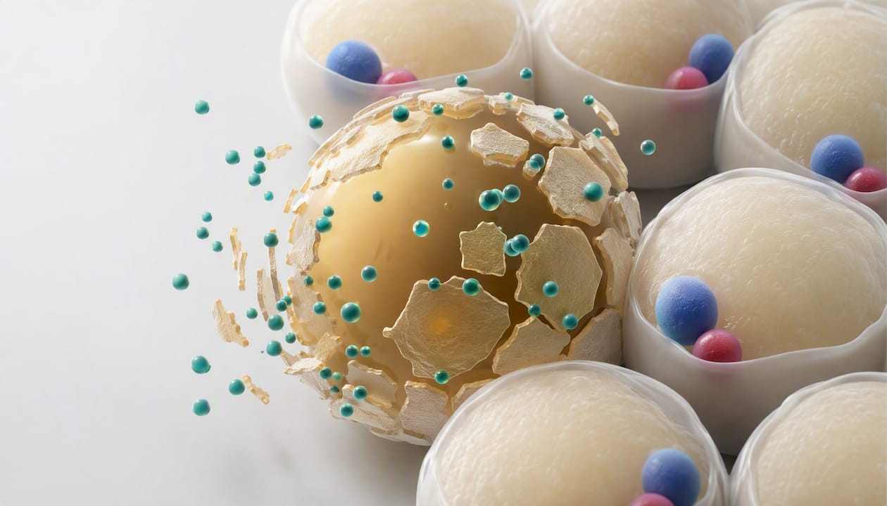 Illustration of selective adipocyte membrane disruption