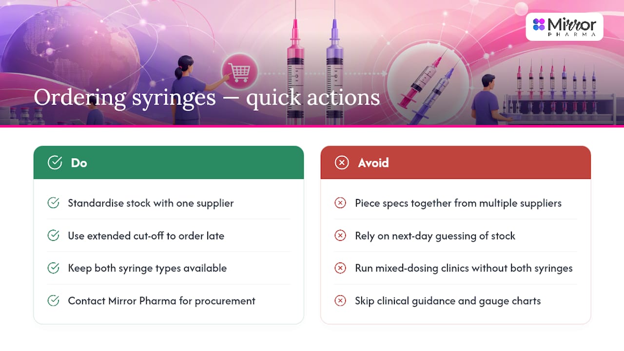 Ordering insulin and tuberculin syringes without the guesswork — overview diagram