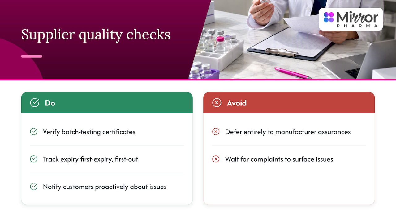Three checks for supplier quality assurance