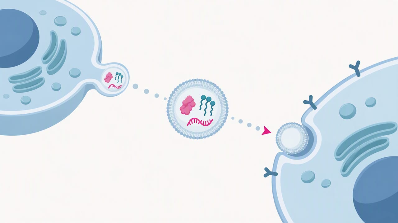 Vesicle carrying molecular cargo between cells